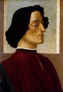 BOTTICELLI, Sandro Portrait of Giuliano de- Medici oil